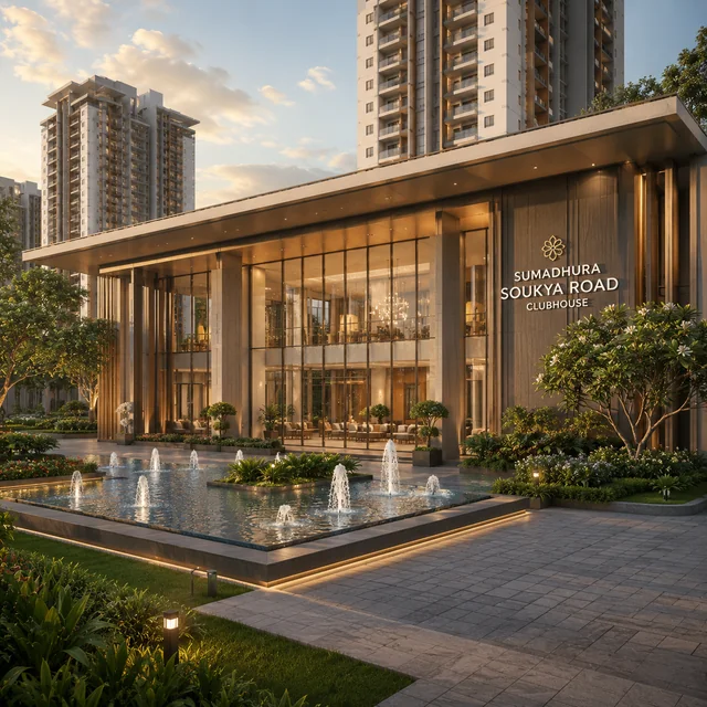 Sumadhura Soukya Road clubhouse arrival lounge visual Sumadhura Soukya Road clubhouse arrival lounge visual